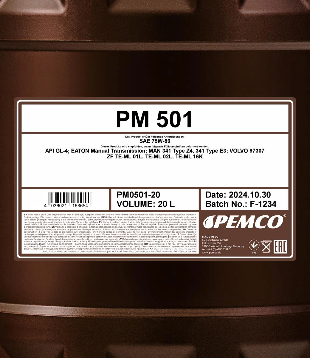 PEMCO - PM050120 - 501 75W-80 20 Liter