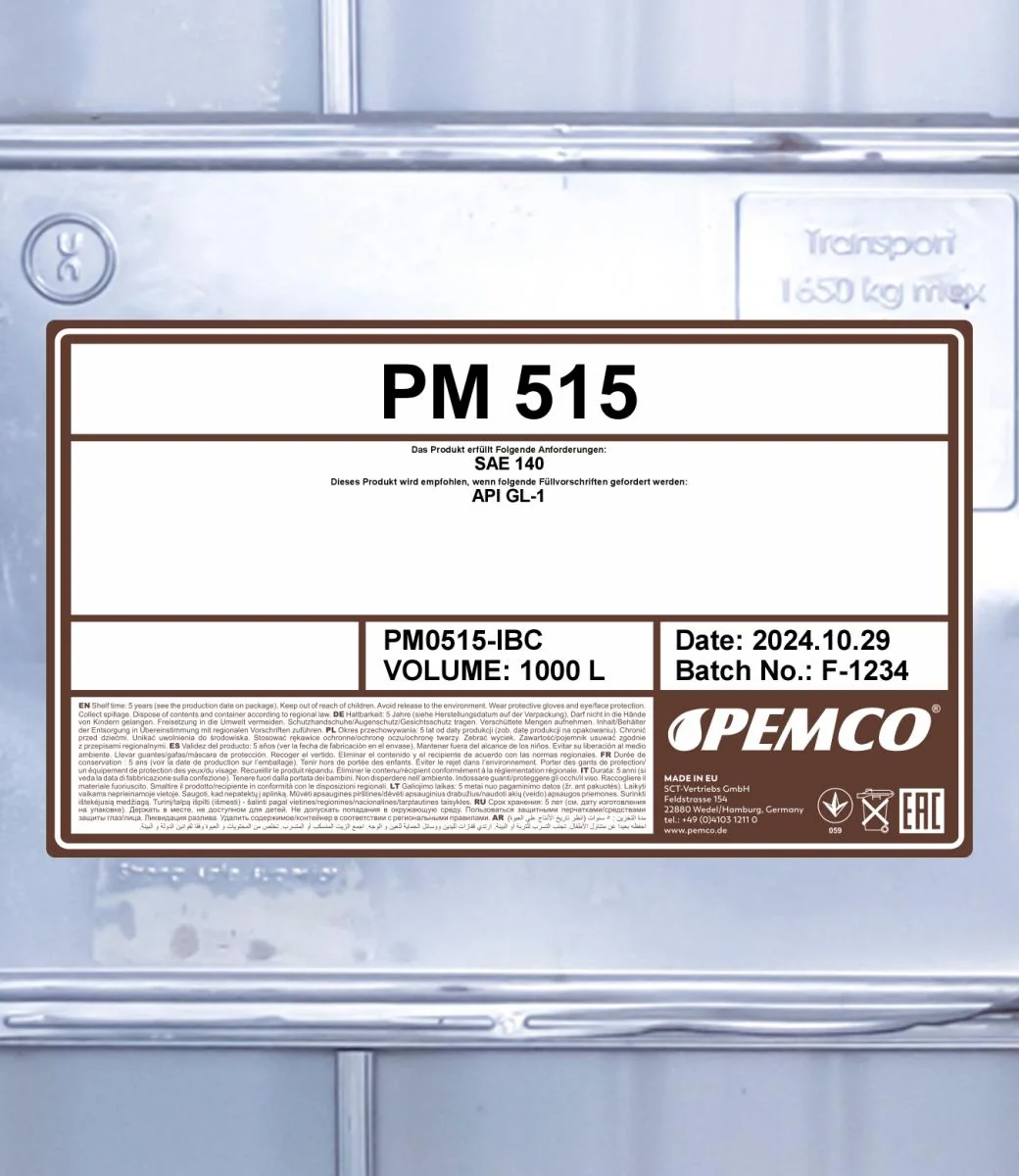 PEMCO - PM0515IBC - 515 SAE 140 1000 Liter
