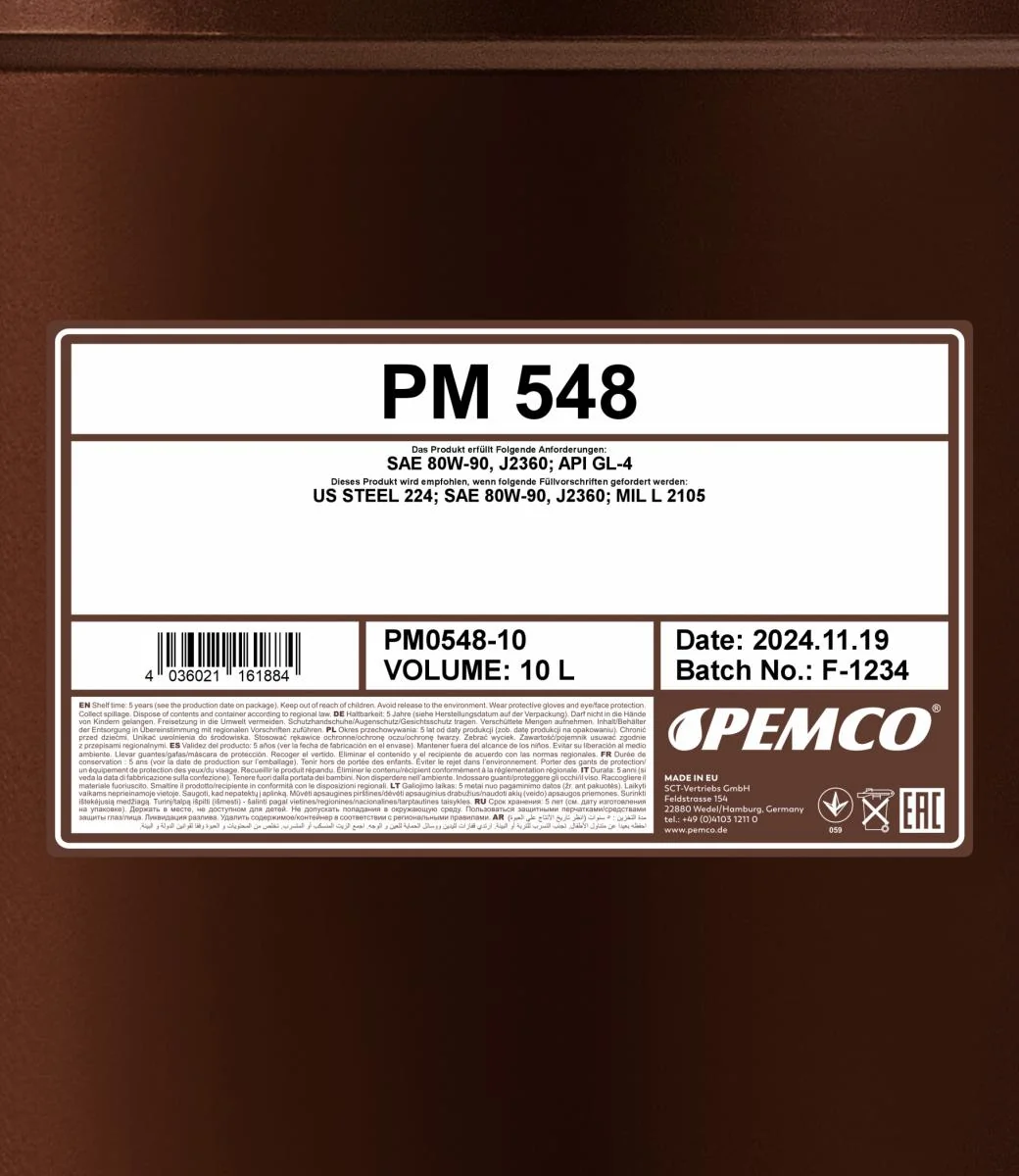PEMCO - PM054810 - 548 80W-90 10 Liter