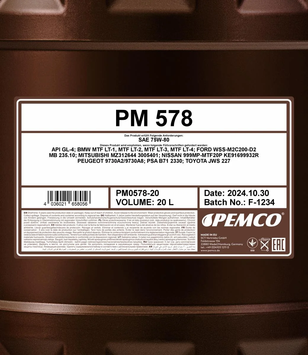 PEMCO - PM057820 - 578 75W-80 20 Liter