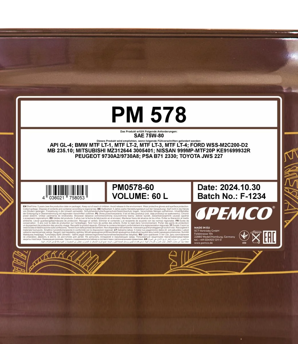 PEMCO - PM057860 - 578 75W-80 60 Liter