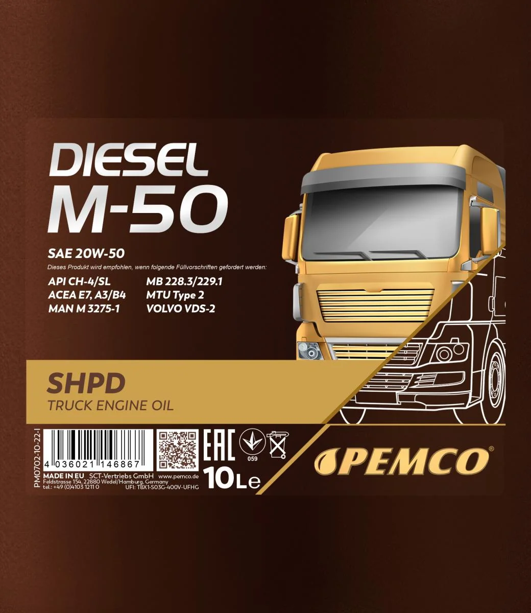 PEMCO - PM070210 - Diesel M-50 SHPD 20W-50 10L