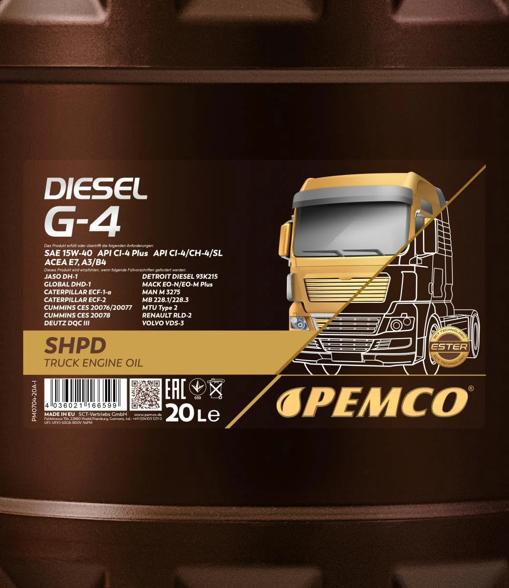 PEMCO - PM070420 - Diesel G-4 SHPD 15W-40 20L
