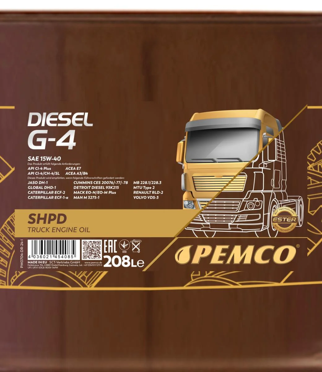 PEMCO - PM0704DR - Diesel G-4 SHPD 15W-40 208L