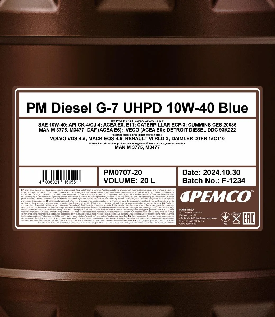 PEMCO - PM070720 - Diesel G-7 UHPD 10W-40 Blau 20L