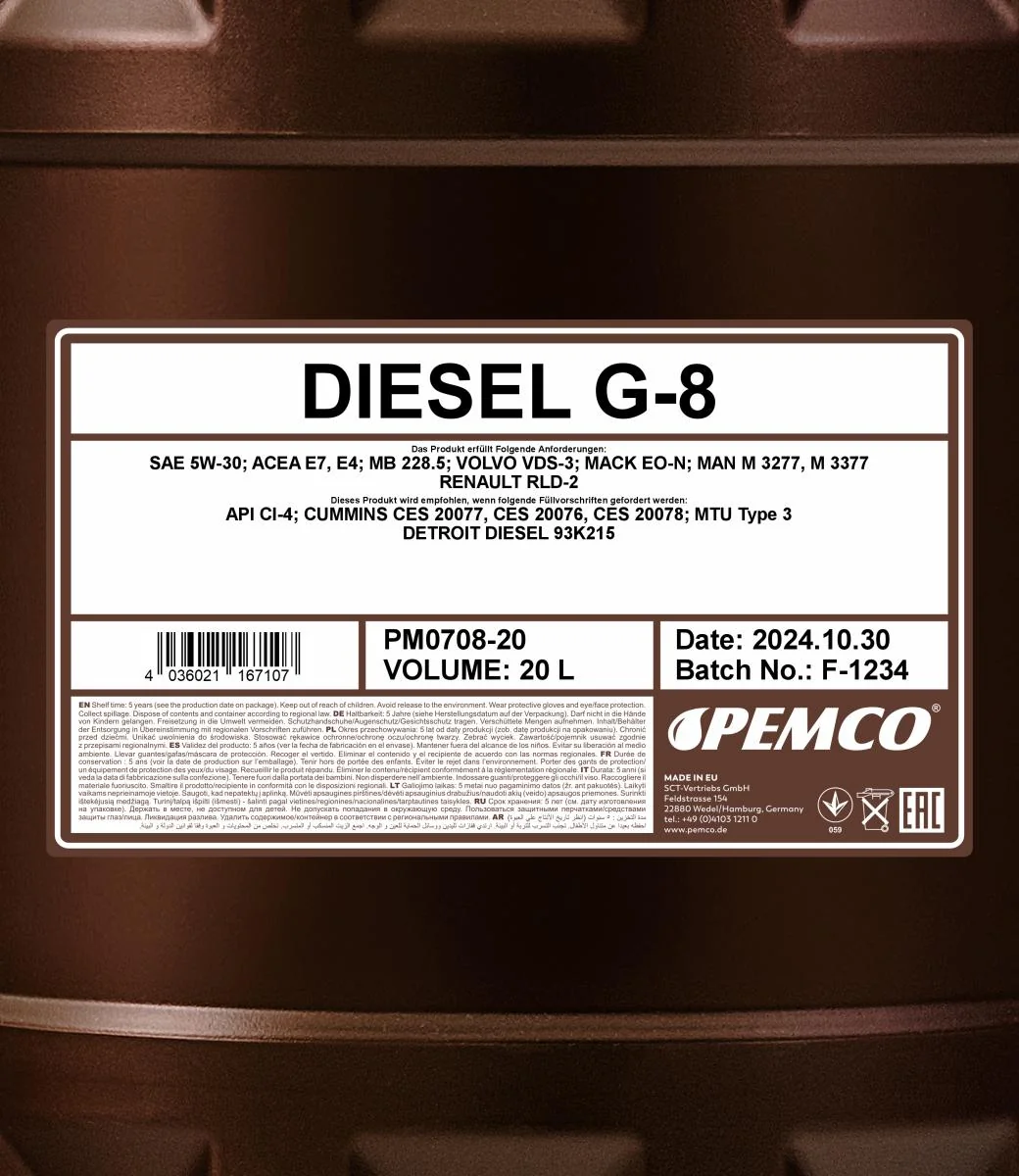 PEMCO - PM070820 - Diesel G-8 UHPD 5W-30 20L