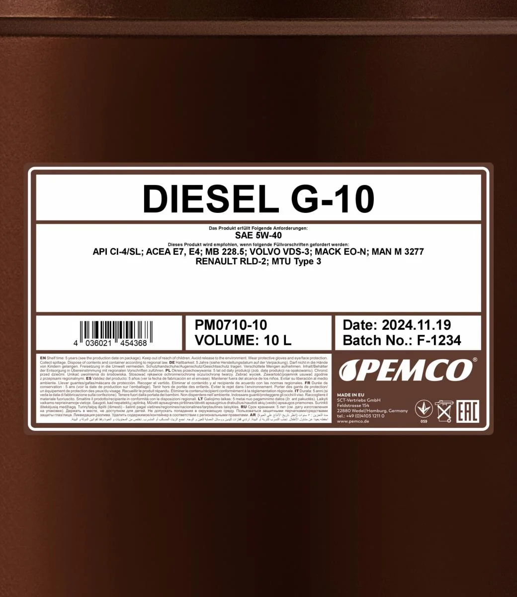 PEMCO - PM071010 - Diesel G-10 UHPD 5W-40 10L