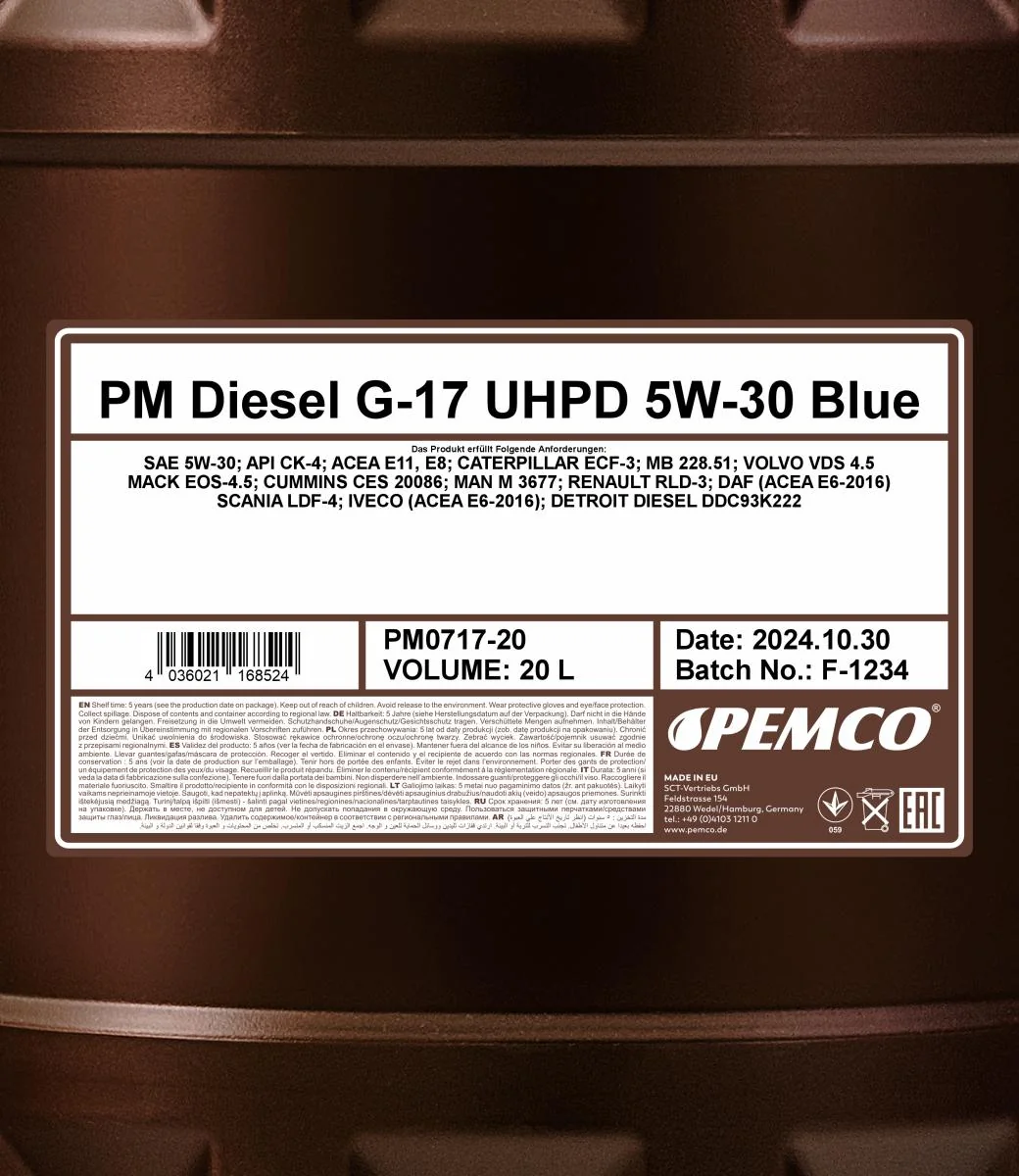 PEMCO - PM071720 - Diesel G-17 UHPD 5W-30 Blau 20L