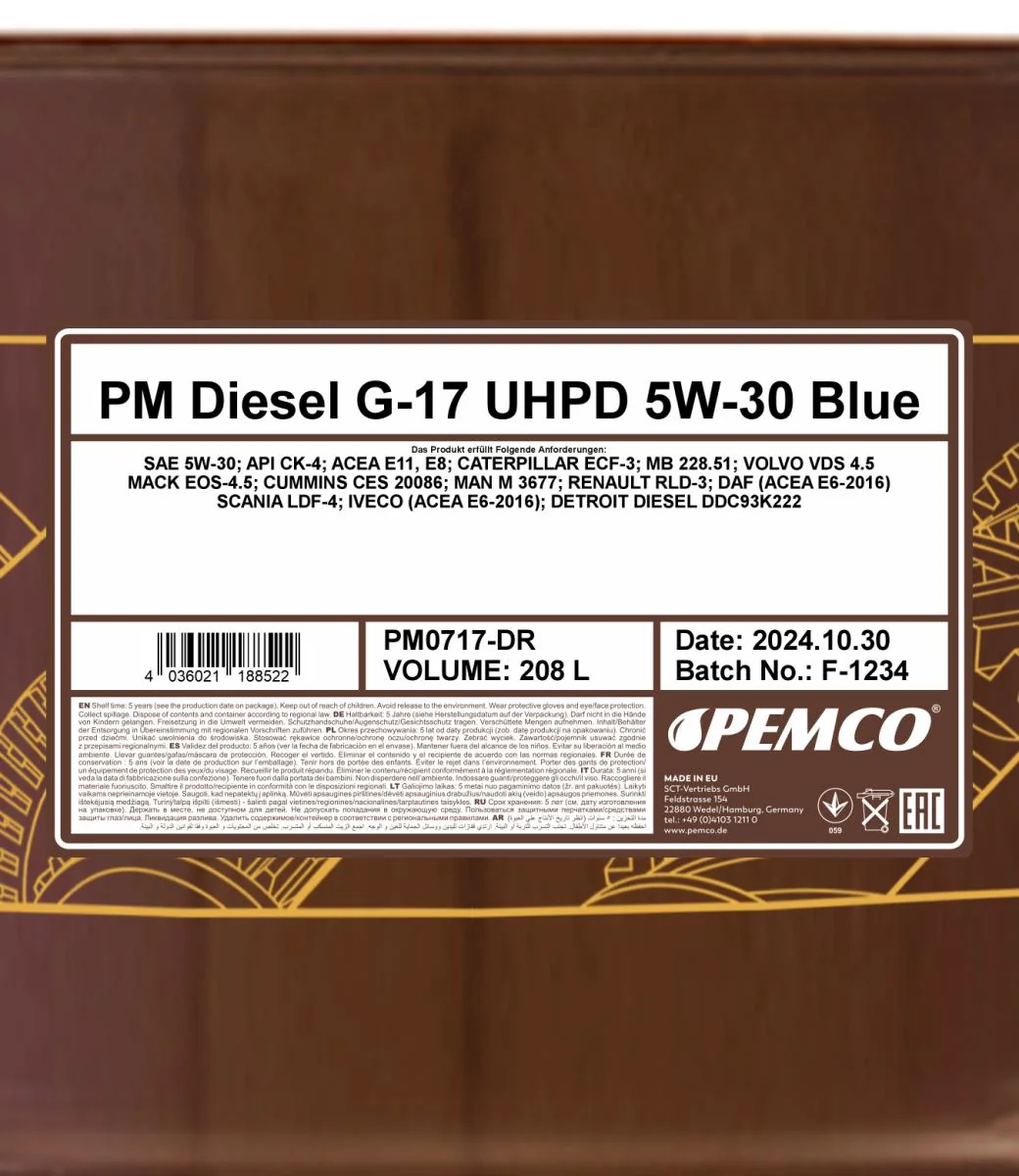 PEMCO - PM0717DR - Diesel G-17 UHPD 5W-30 Blau 208L