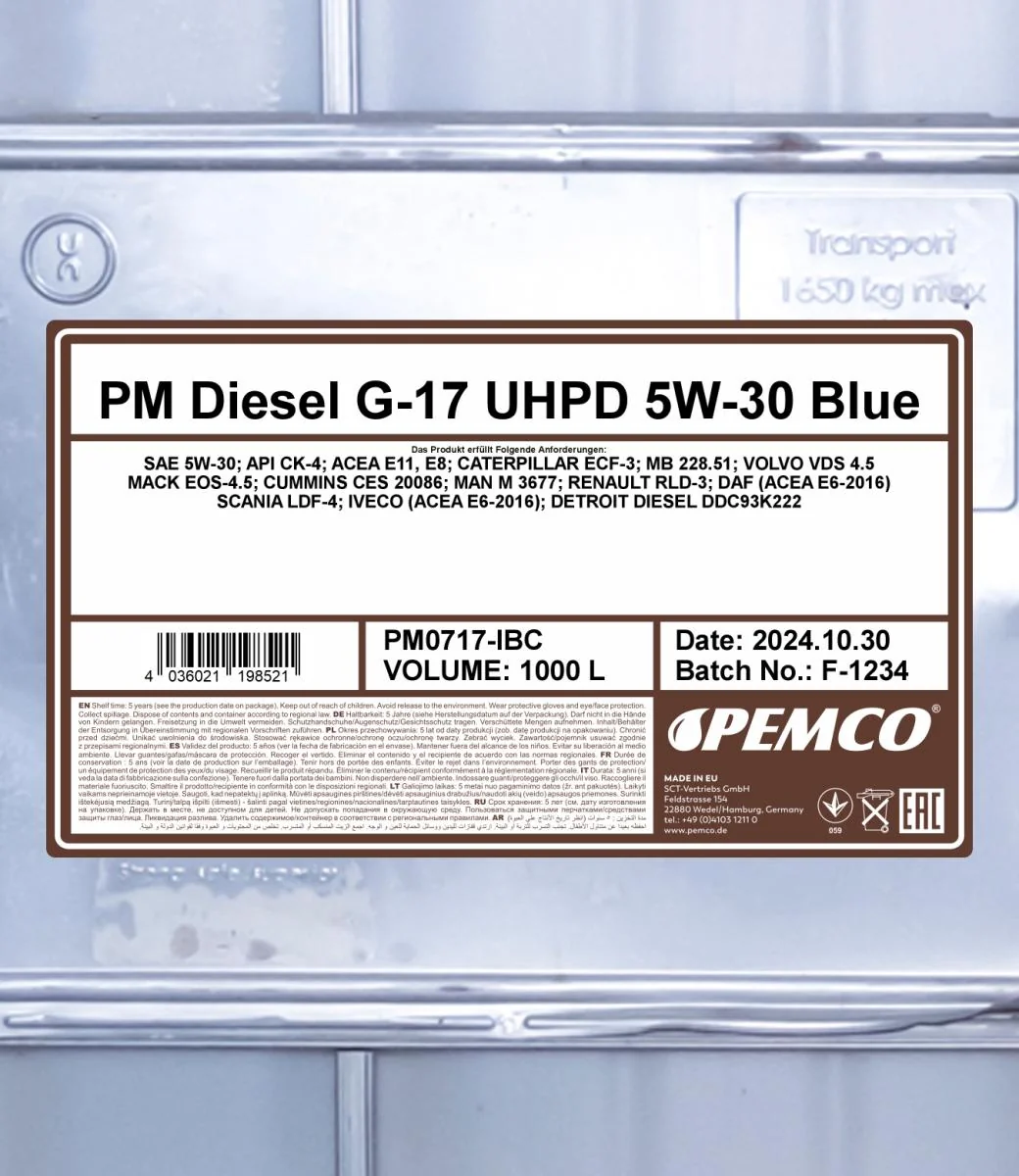 PEMCO - PM0717IBC - Diesel G-17 UHPD 5W-30 Blau 1000L