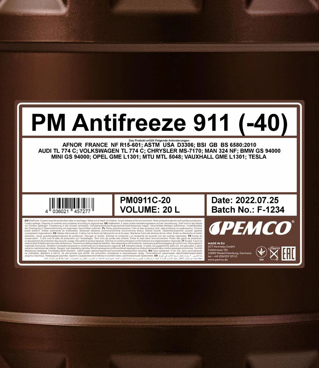 PEMCO - PM0911C20 - Frostschutzmittel 911 (Konzentrat) 20L