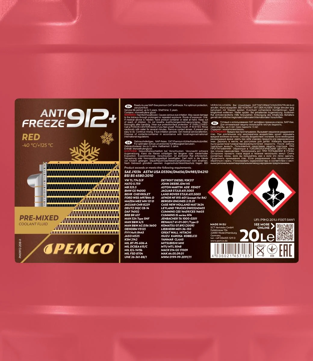 PEMCO - PM091220 - Frostschutzmittel 912+ (-40) 20L