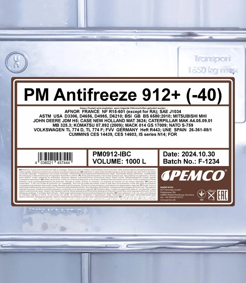 PEMCO - PM0912IBC - Frostschutzmittel 912+ (-40) 1000L