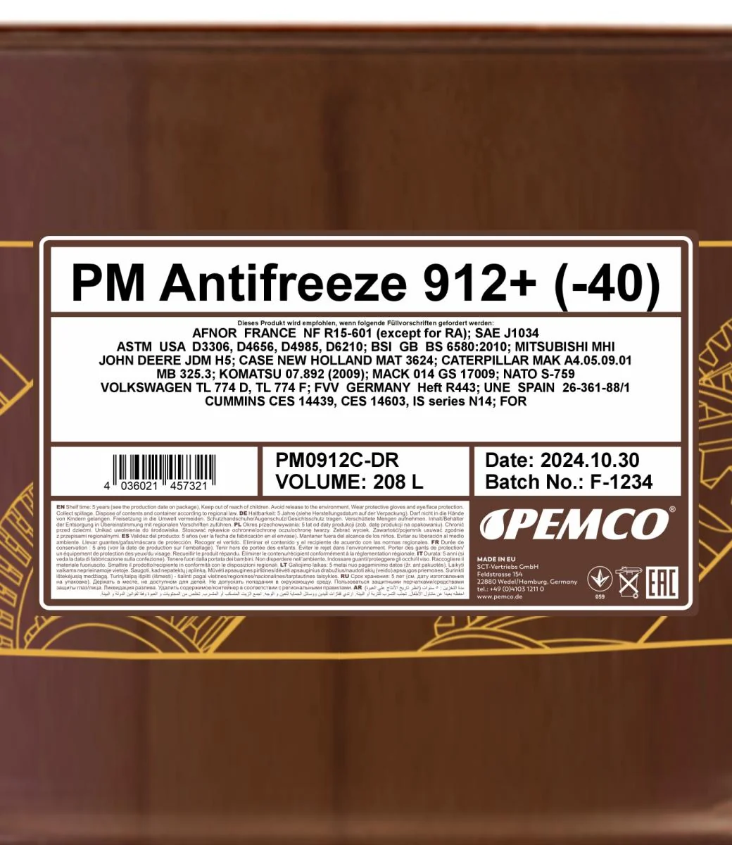 PEMCO - PM0912CDR - Frostschutzmittel 912+ (Konzentrat) 208L