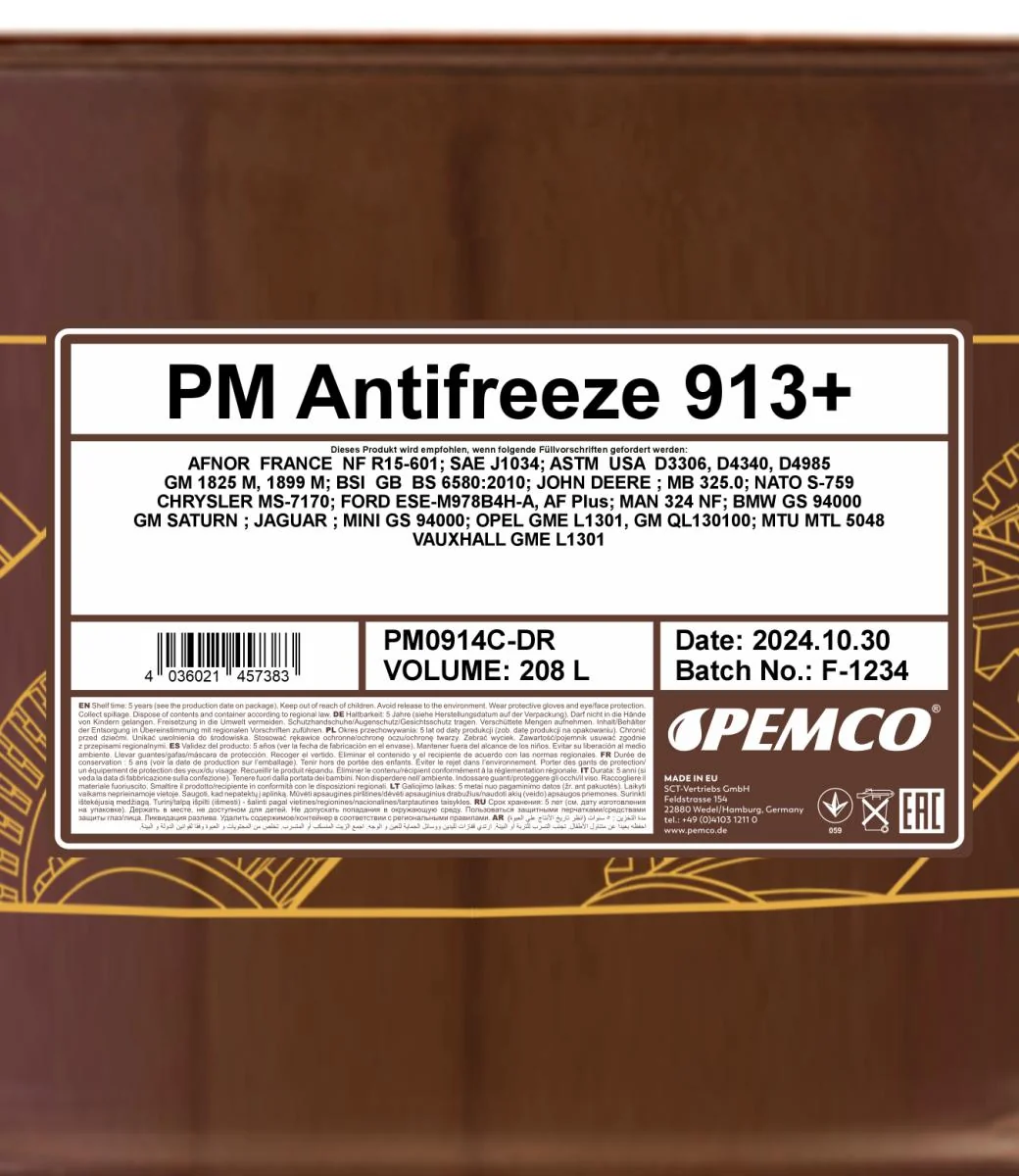 PEMCO - PM0914CDR - Frostschutz 913+ (Konzentrat) 208L