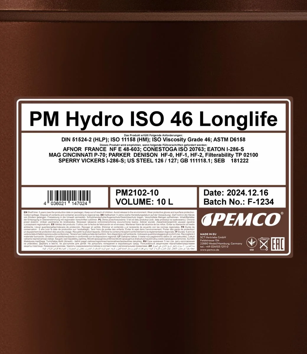 PEMCO - PM210210 - Hydro ISO 46 LONGLIFE 10L