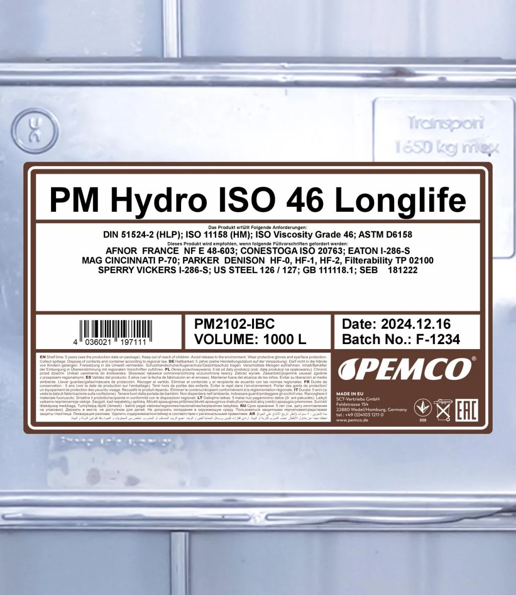 PEMCO - PM2102IBC - Hydro ISO 46 LONGLIFE 1000L