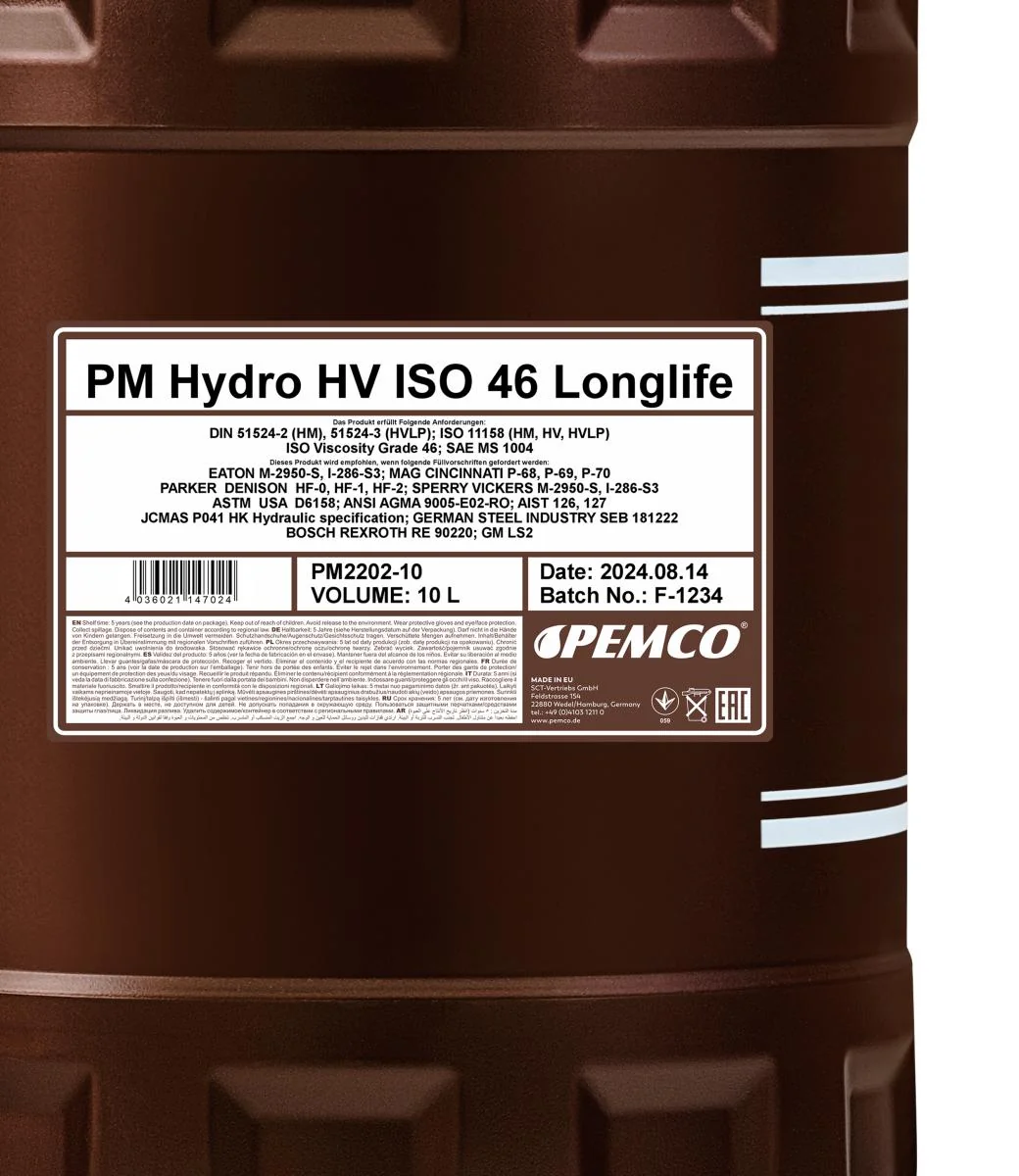PEMCO - PM220210 - Hydro HV ISO 46 LONGLIFE 10L