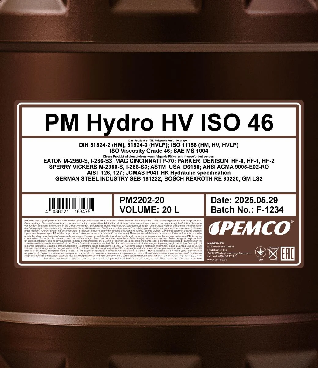 PEMCO - PM220220 - Hydro HV ISO 46 LONGLIFE 20L