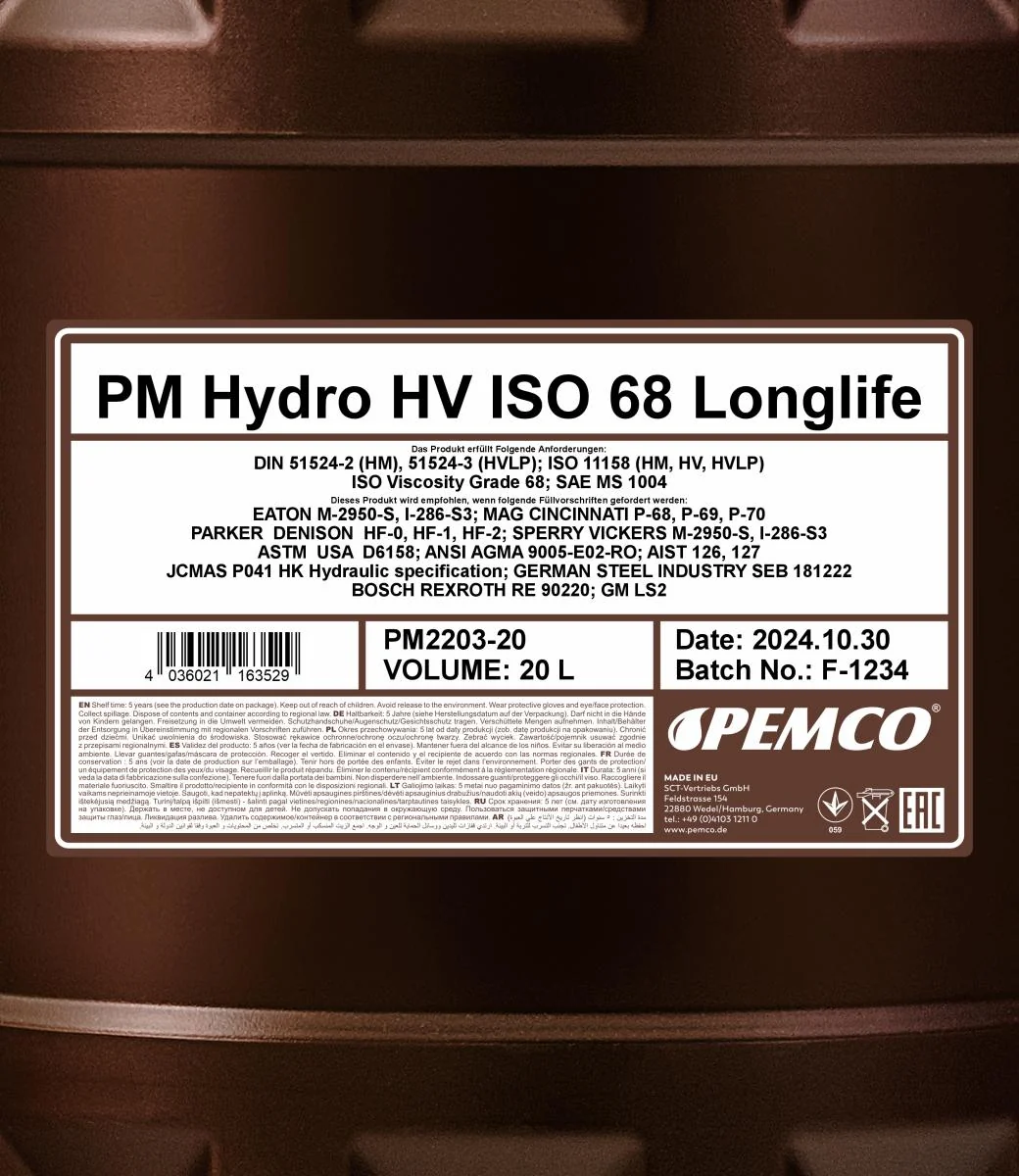 PEMCO - PM220320 - Hydro HV ISO 68 Langlebig 20L