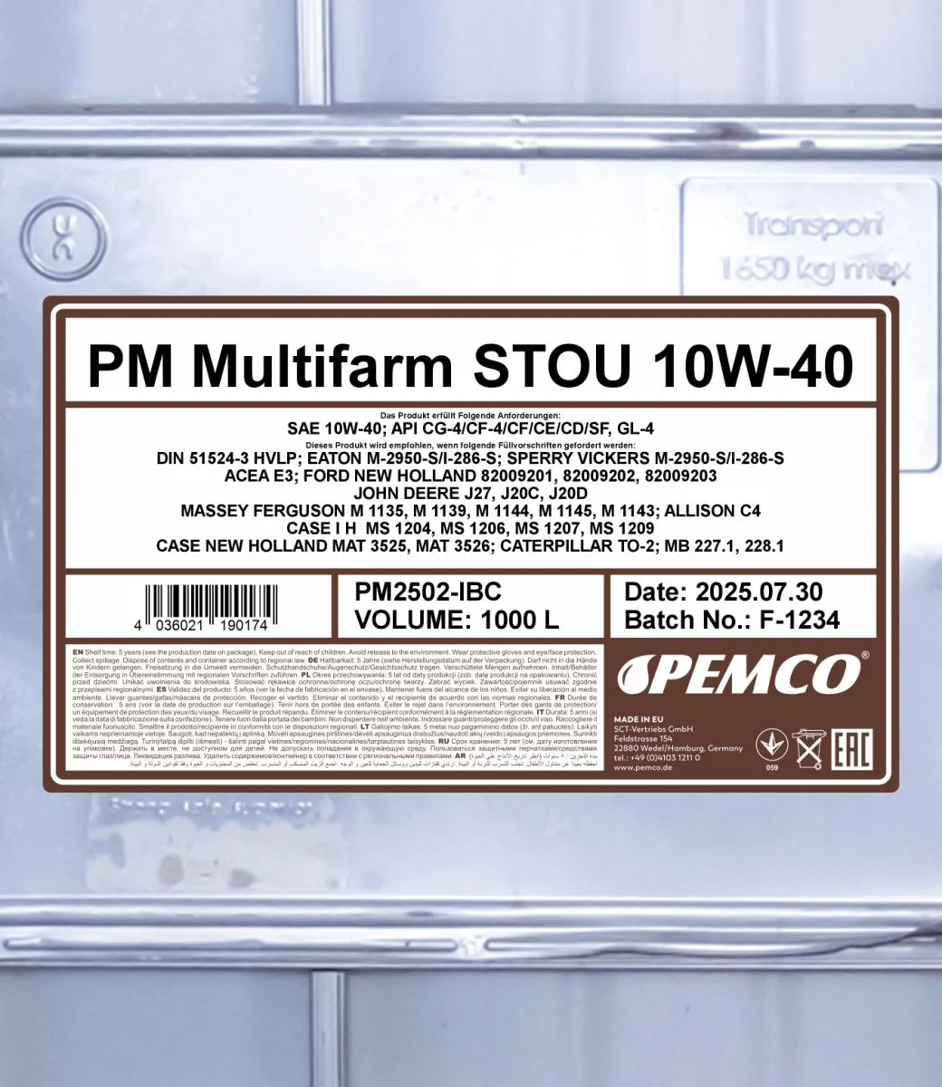PEMCO - PM2502IBC - Multifarm STOU 10W-40 1000L