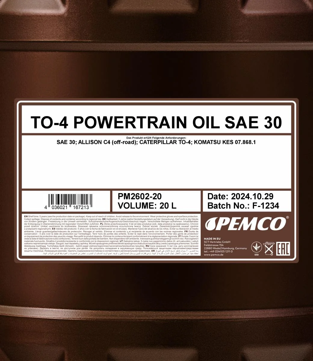 PEMCO - PM260220 - TO-4 Antriebsstrangöl SAE 30 20L