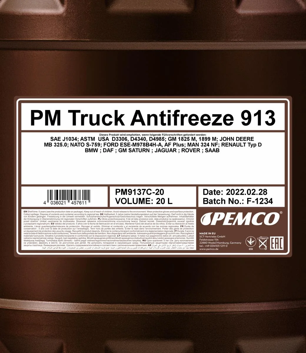 PEMCO - PM9137C20 - LKW-Frostschutz 913 (Konzentrat) 20L