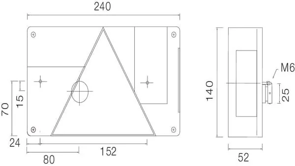 Aspöck - 245000157 - Rücklicht LH Rechteckig, Rot/Gelb, Anschraubbar, Multipoint
