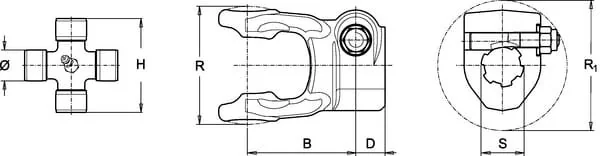 Bondioli Pavesi - 5090G3760 - Gelenkgabel, Klemmbolzen, 1-21 Spline, S5/S6/G5/5