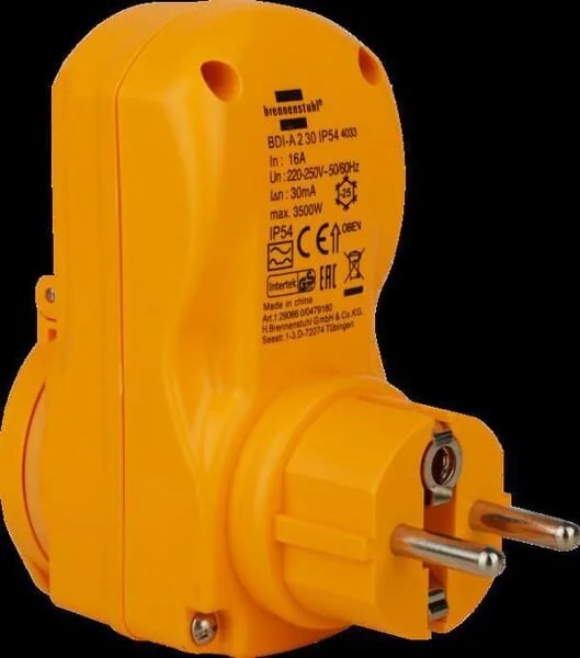 Brennenstuhl - 1290660 - Personenschutzadapter BDI-A2