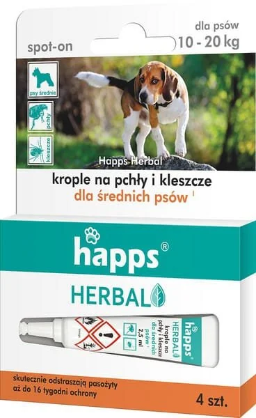 Bros - 15941613 - HAPPS Kräuter- Insektenabwehrtropfen Für Mittelgroße Hunde, 10-20kg