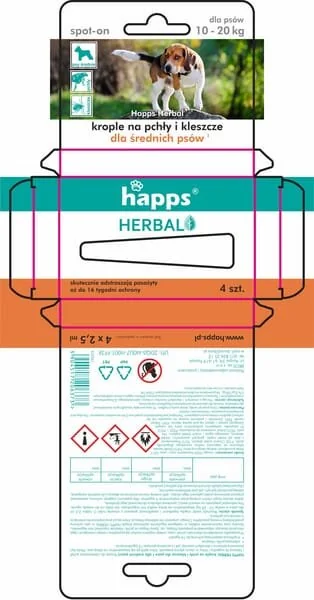 Bros - 15941613 - HAPPS Kräuter- Insektenabwehrtropfen Für Mittelgroße Hunde, 10-20kg