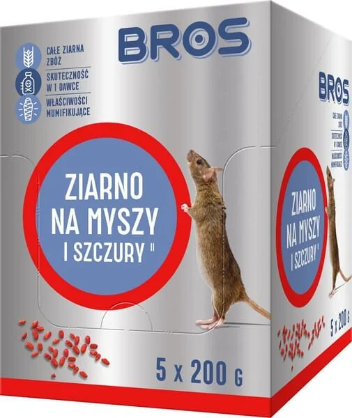 Bros - 15941956 - Mäuse- und Rattengift Körnerköder, 1kg - 5 x Doypack 200g