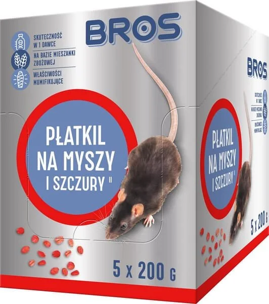 Bros - 15941957 - Mäuse- und Rattengift Getreideköder, 1kg - 5 x Doypack 200g