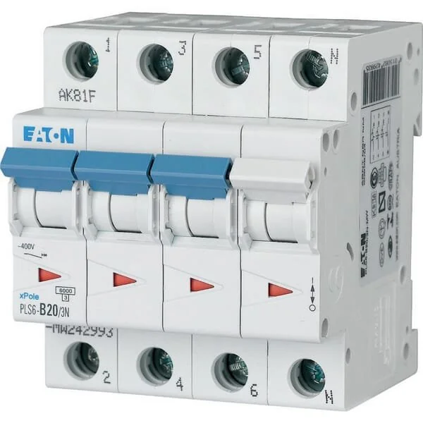 Eaton - PLS6B203N - Miniatur-Leitungsschutzschalter 20A,3P+N,B