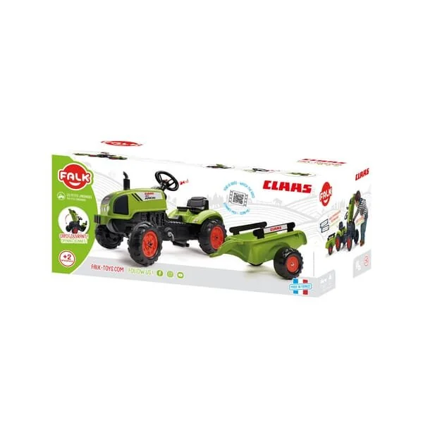 Falk - 2041C - Claas Traktor mit Anhänger, Bagger und Öffnender Motorhaube