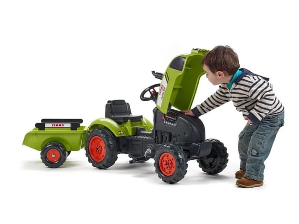 Falk - 2041C - Claas Traktor mit Anhänger, Bagger und Öffnender Motorhaube