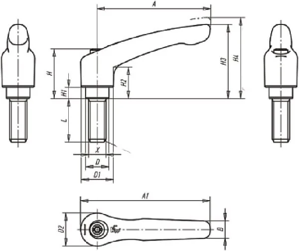 Kipp - K01220051X20 - Klemmhebel GR0 Neigung schwarz