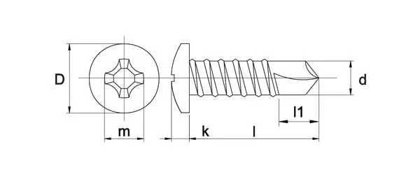 Kramp - 7504N4295P200 - Selbstschneidende Schraube 4.2x9.50mm PH2 Linsenkopf, DIN 7504