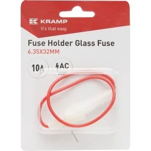 Kramp - FH6332FP - Sicherungshalter Glassicherung 10A AC 6.35x30mm weiß flammhemmender Kunststoff