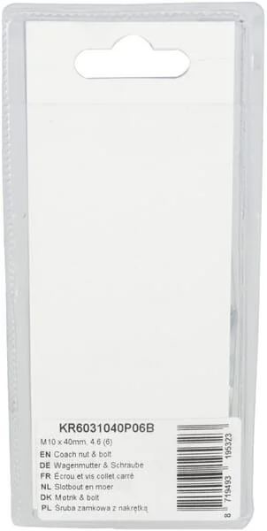 Kramp - KR6031040P06B - Flachrundschraube mit Mutter M10x40mm, 4.6 (6)