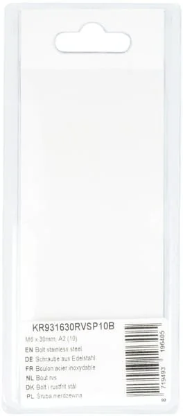 Kramp - KR931630RVSP10B - Bolzen Edelstahl Mm, A2 (10)