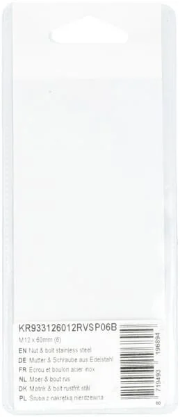 Kramp - KR933126012RVSP06B - Mutter und Schraube Edelstahl M12x60mm (6)