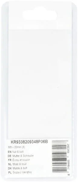 Kramp - KR9338209348P06B - Mutter und Schraube M8x20mm (6)