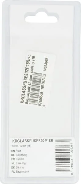 Kramp - KRGLASSFUSES02P18B - Sicherung 32mm, Glas (18)