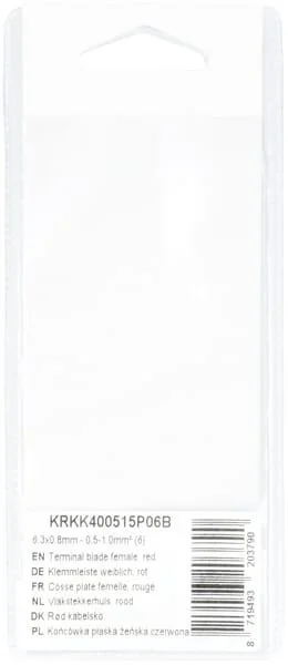 Kramp - KRKK400515P06B - Flachsteckhülse, Rot 6.3x0.8mm - 0.5-1.0mm² (6)