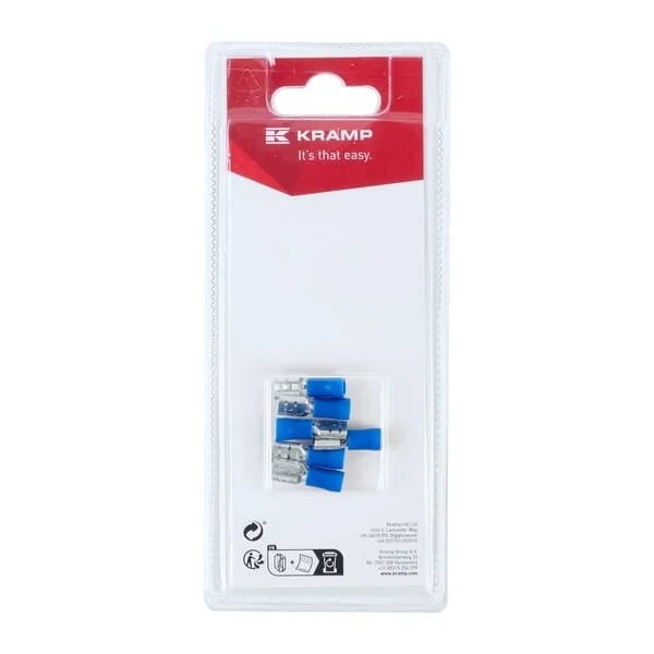 Kramp - KRLA9015P06B - Flachsteckhülse, Blau 6.3x0.8mm - 1.5-2.5mm² (6)