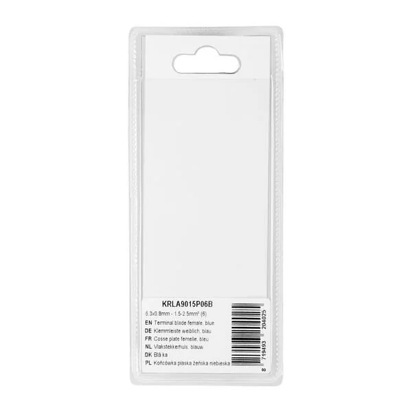 Kramp - KRLA9015P06B - Flachsteckhülse, Blau 6.3x0.8mm - 1.5-2.5mm² (6)