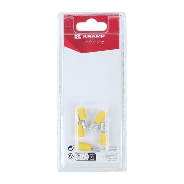 Kramp - KRLA9020P05B - Flachsteckhülse, Gelb 6.3x0.8mm - 4.0-6.0mm² (5)