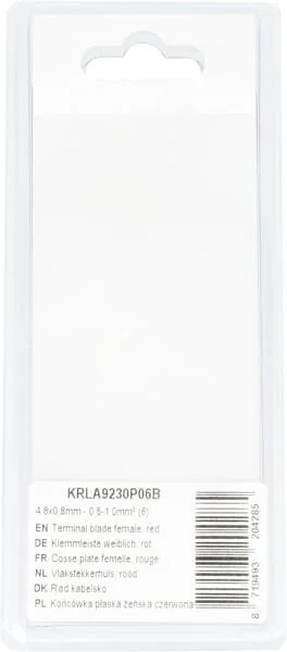 Kramp - KRLA9230P06B - Flachsteckhülse, Rot 4.8x0.8mm - 0.5-1.0mm² (6)